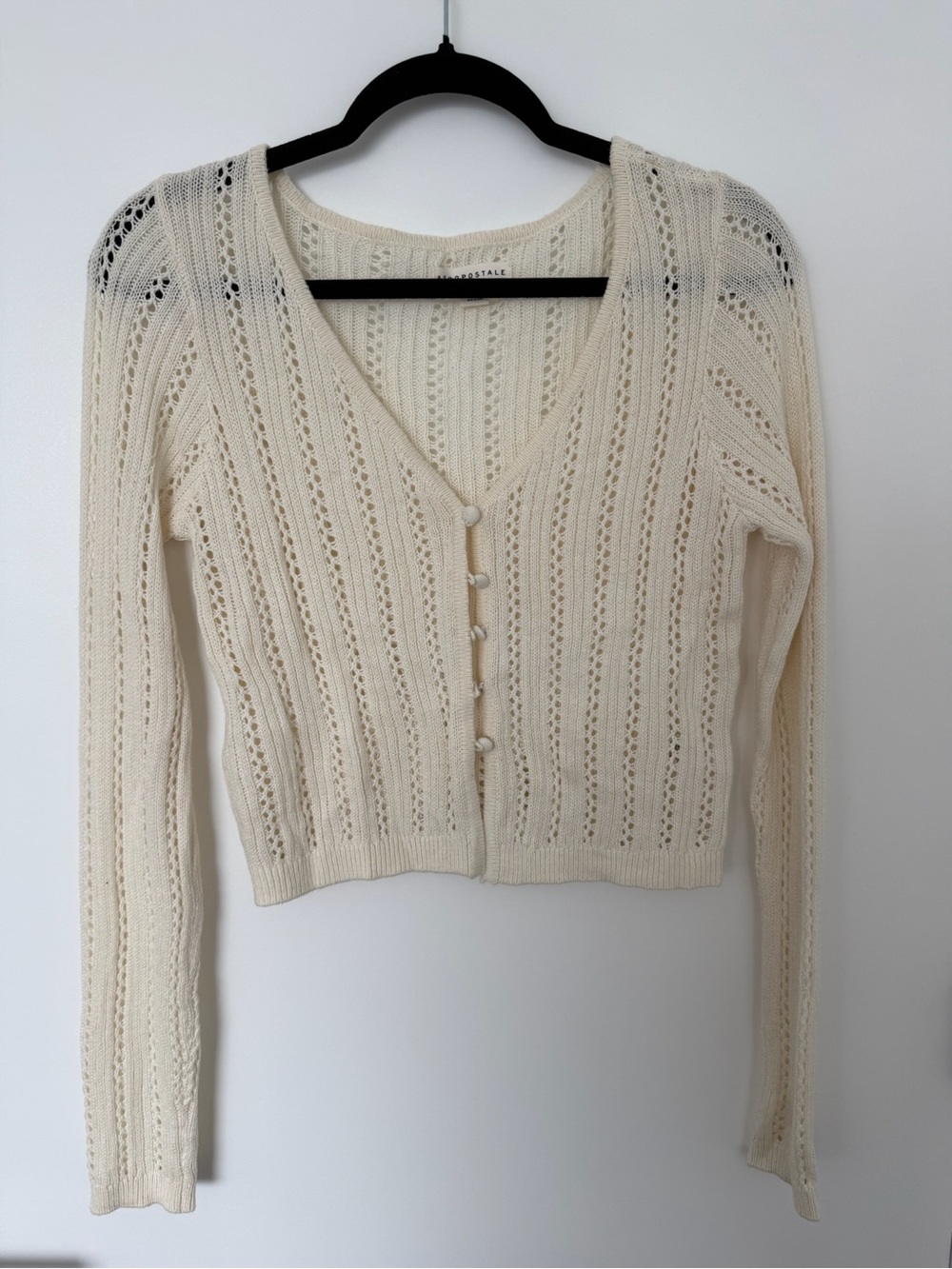 Aeropostale Cream V-Neck Button-Front Knit Cardigan